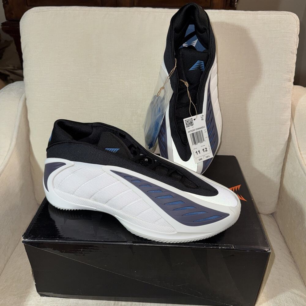 Adidas AE 2 Anthony Edwards 'Alphadawg' White Black Blue MENS SZ 11 New in box